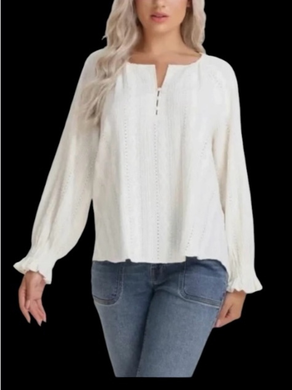 Frye Textured Long Sleeve Peasant Blouse NWOT